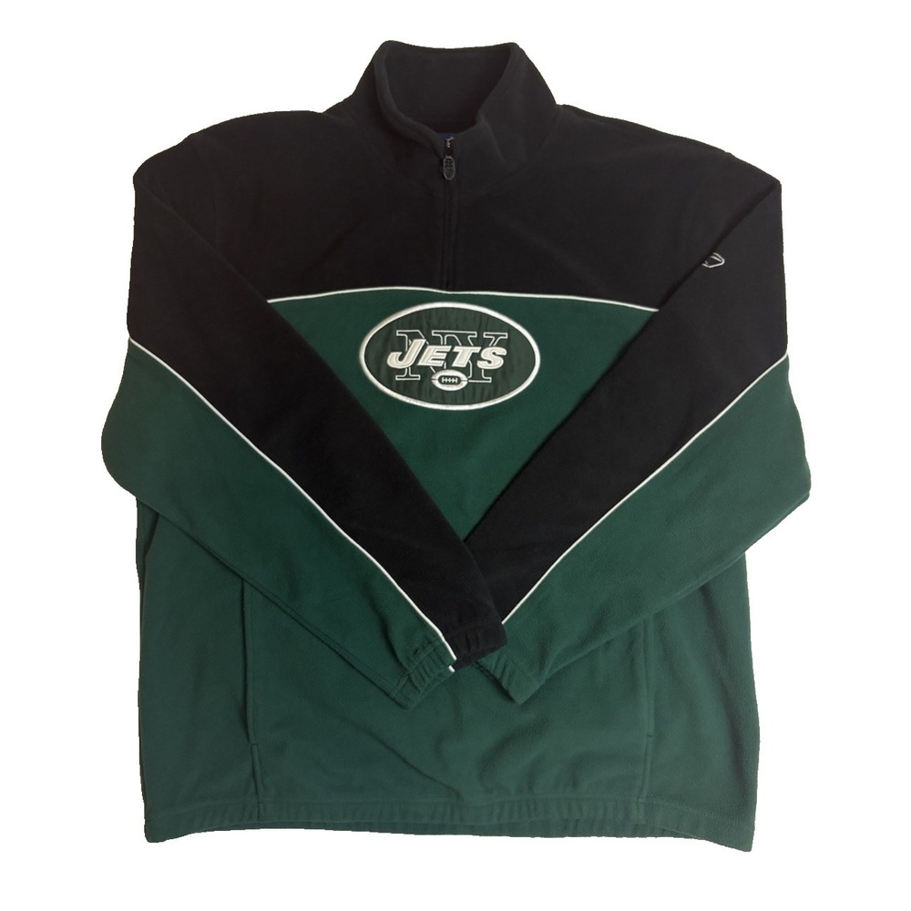 Vintage Reebok NFL NY Jets‎ Fleece Quarter Zip Pullover Sweater Men's Size XL